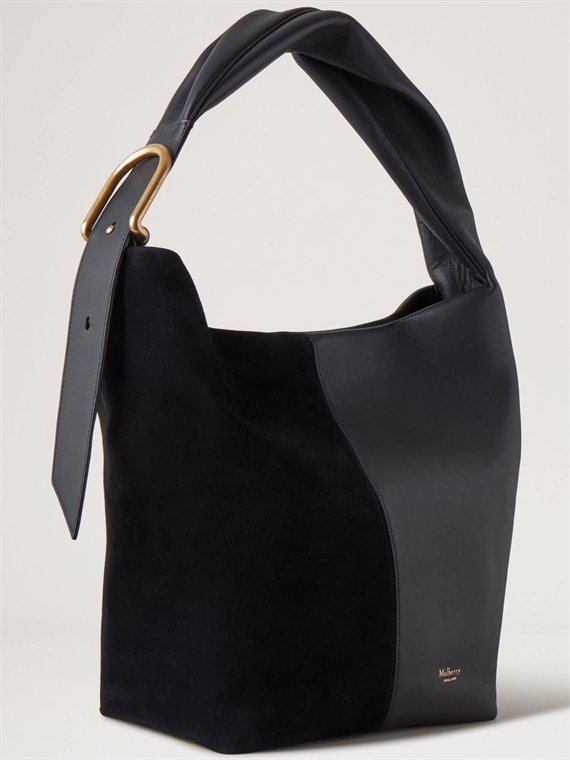 Mulberry Retwist Hobo Black Matte Smooth Calf & Goat Suede